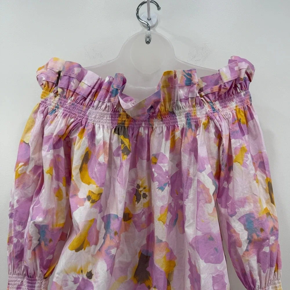 Christy Lynn Regina Top M Cottagecore Feminine Off The Shoulder Floral Peasant